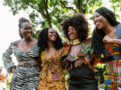 quad of women at festival